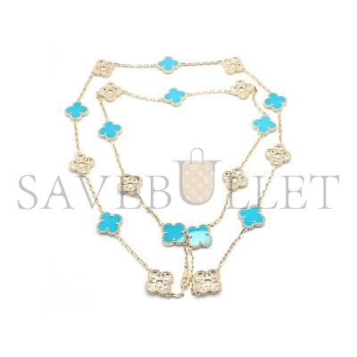 VAN CLEEF & ARPELS YELLOW GOLD DIAMOND TURQUOISE NECKLACE 226869